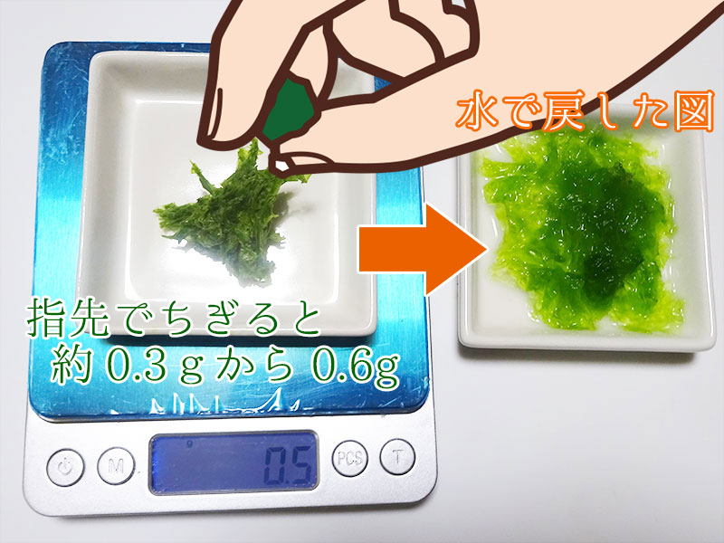 あおさを水戻しした参考画像